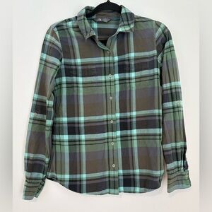 The North Face Women’s Green Blue Plaid Button Down Shirt Cotton - Size Medium